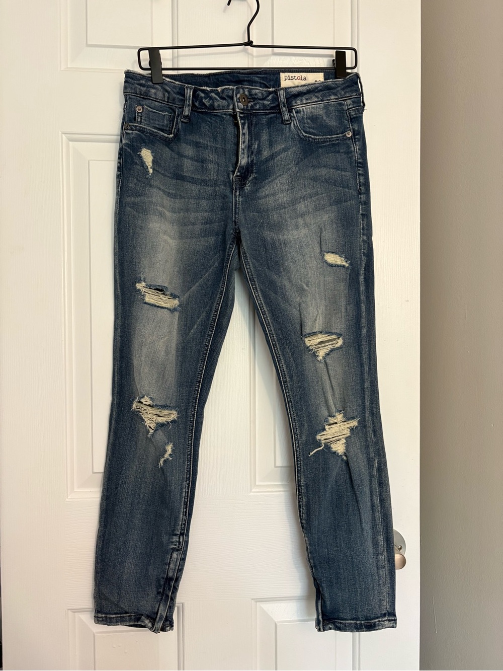 pistola Women's Ripped Skinny Jeans - Medium Blue Wash